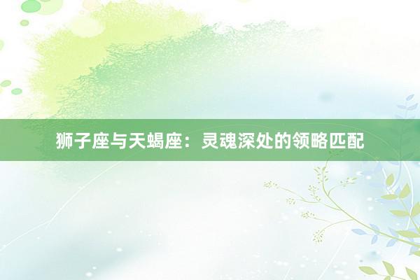 狮子座与天蝎座：灵魂深处的领略匹配